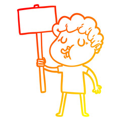 warm gradient line drawing cartoon man singing