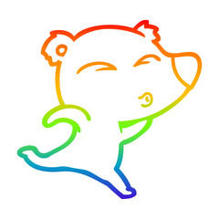 rainbow gradient line drawing cartoon whistling polar bear