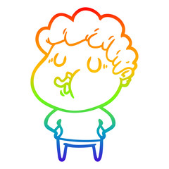 rainbow gradient line drawing cartoon man singing