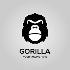 Gorilla logo with Kettlebell symbol, emblem, illustration on a light background © linimasa