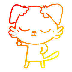 warm gradient line drawing cute cartoon dog
