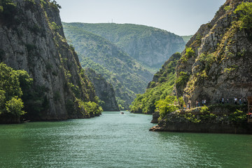 Matka Canyon in Macedonia during midday of sunny summer day - obrazy, fototapety, plakaty