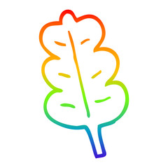 rainbow gradient line drawing cartoon oak leaf