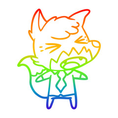 rainbow gradient line drawing angry cartoon fox boss