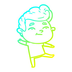 cold gradient line drawing happy cartoon man