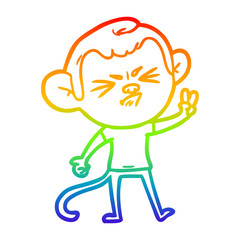 rainbow gradient line drawing cartoon angry monkey
