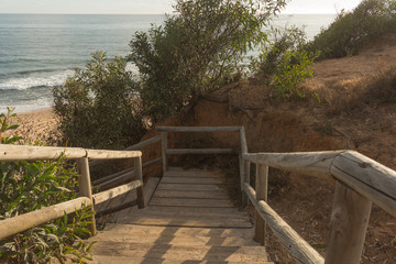 Wooden stairs leading to the beach