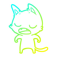 cold gradient line drawing talking cat cartoon