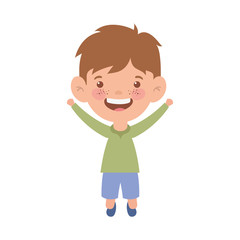 baby boy standing smiling on white background