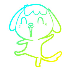 cold gradient line drawing happy cartoon dog