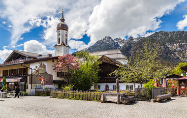 Garmisch-Partenkirchen in Bavarian Alps. - obrazy, fototapety, plakaty