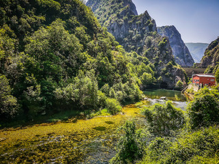 Matka Canyon in Macedonia during midday of sunny summer day