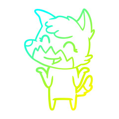 cold gradient line drawing happy cartoon fox