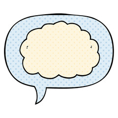 cartoon cloud and speech bubble in comic book style