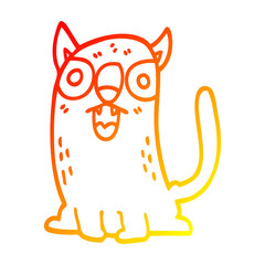 warm gradient line drawing cartoon funny cat