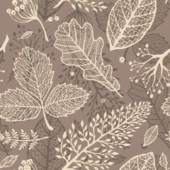 Brown plants seamless vector pattern