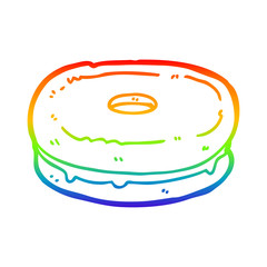 rainbow gradient line drawing cartoon biscuit