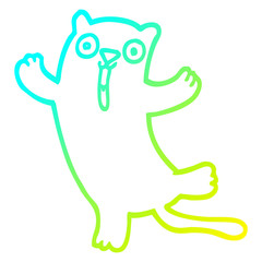 cold gradient line drawing cartoon happy cat