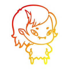 warm gradient line drawing cartoon friendly vampire girl