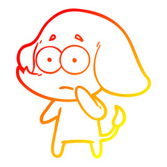 warm gradient line drawing cartoon unsure elephant