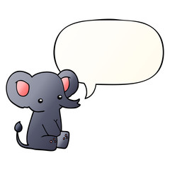 cartoon elephant and speech bubble in smooth gradient style