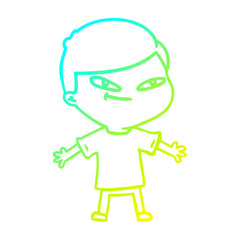 cold gradient line drawing cartoon boy