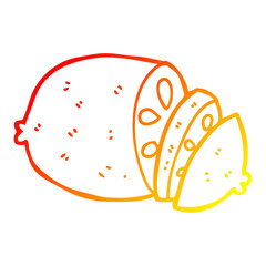 warm gradient line drawing cartoon sliced lemon