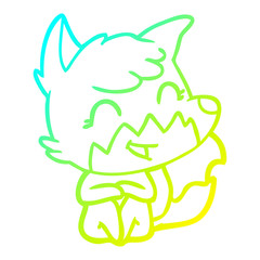 cold gradient line drawing happy cartoon fox