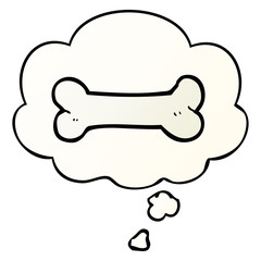 cartoon bone and thought bubble in smooth gradient style