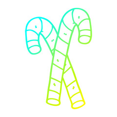 cold gradient line drawing cartoon candy canes