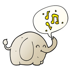 cartoon trumpeting elephant and speech bubble in smooth gradient style