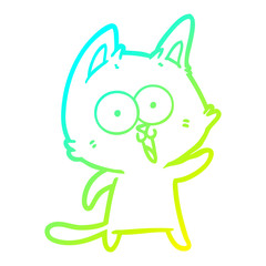 cold gradient line drawing funny cartoon cat