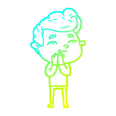 cold gradient line drawing happy cartoon man