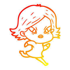 warm gradient line drawing cartoon stressed woman