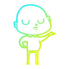 cold gradient line drawing cartoon bald man