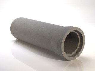 Concrete sewer pipe to drain waste. 3D illustration