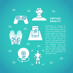 Virtual reality concept poster with flat icons