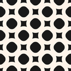 Simple geometric texture. Monochrome seamless pattern with circles and squares