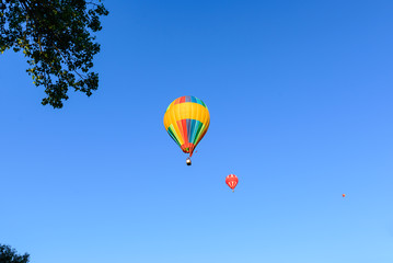 Balloons on the background blue sky.