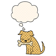 cartoon dog and thought bubble in comic book style