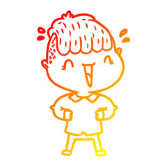 warm gradient line drawing cartoon happy boy surprised