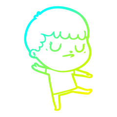 cold gradient line drawing cartoon grumpy boy