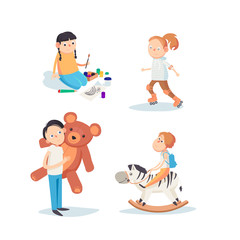 kids are playing isolated on white background