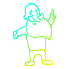 cold gradient line drawing cartoon bearded man