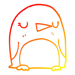 warm gradient line drawing cartoon penguin