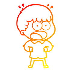 warm gradient line drawing cartoon shocked man