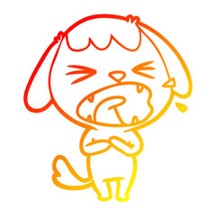 warm gradient line drawing cute cartoon dog