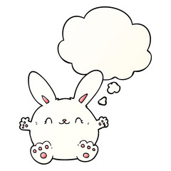 cute cartoon rabbit and thought bubble in smooth gradient style