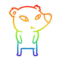 rainbow gradient line drawing cute cartoon bear