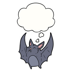 cartoon halloween bat and thought bubble